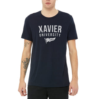 Xavier University Musketeers 1831 Banner Canvas Short Sleeve Triblend T-Shirt - Solid Navy