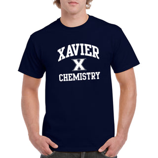 Xavier University Musketeers Arch Logo Chemistry Basic Cotton Short Sleeve T Shirt - Navy