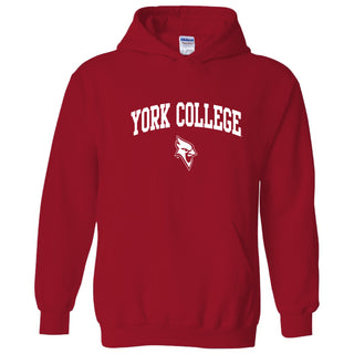 York College Cardinals Arch Logo Heavy Blend Hoodie - Red