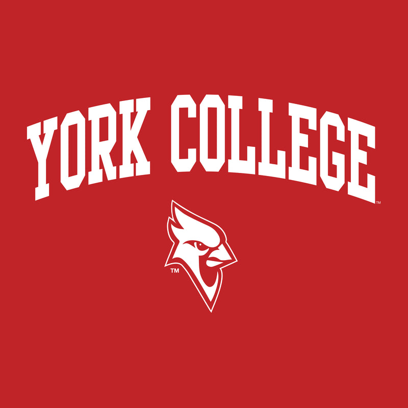 York College Cardinals Arch Logo Basic Cotton Youth Short Sleeve T Shirt - Red