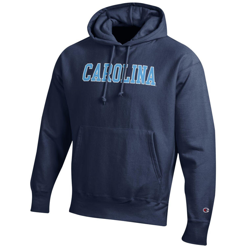 University of North Carolina Screen Printed Reverse Weave Hoodie - Navy