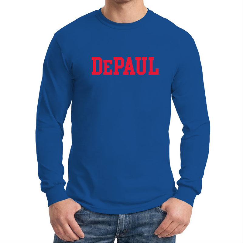 DePaul University Blue Demons Basic Block Long Sleeve T Shirt - Royal