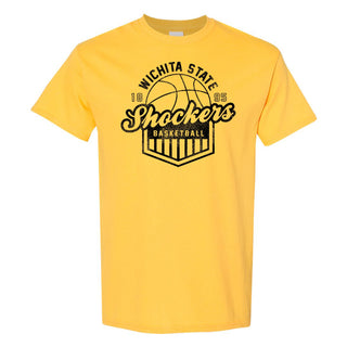 Wichita State University Shockers Vintage Basketball Shield Short Sleeve T Shirt - Daisy