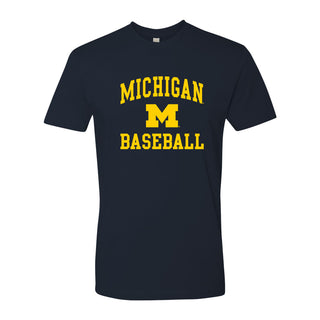 Arch Logo Baseball University of Michigan Next Level Short Sleeve T Shirt - Midnight Navy