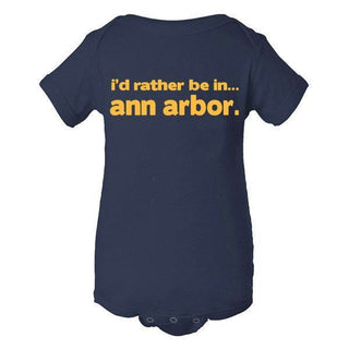 I'd Rather Be in Ann Arbor Michigan Rabbit Skins Infant Creeper - Navy