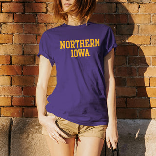 University of Northern Iowa Panthers Basic Block Short Sleeve T Shirt - Purple